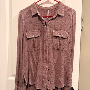 Free People Waffle Knit Top in Purple